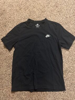 Nike Black Tee with White Swoosh Chest Logo